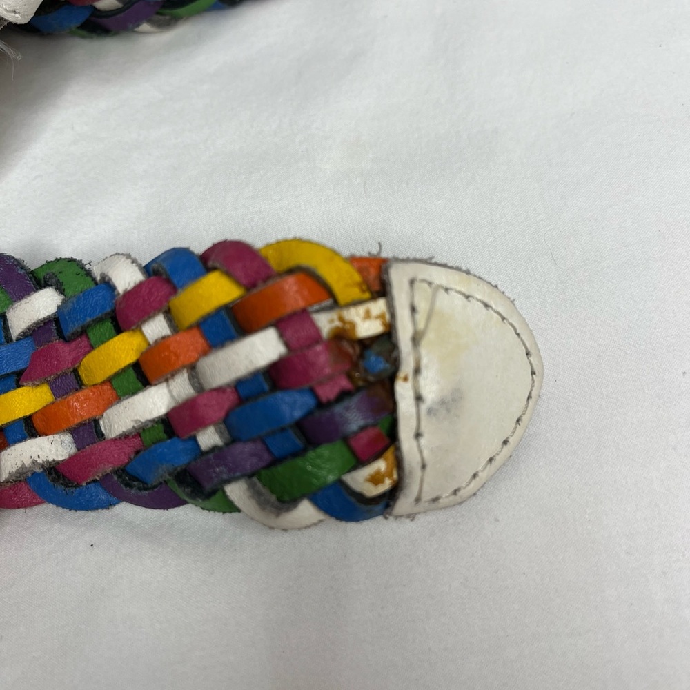 Vintage Capezio 80s 90s rainbow leather woven belt size Medium - Picture 3 of 9